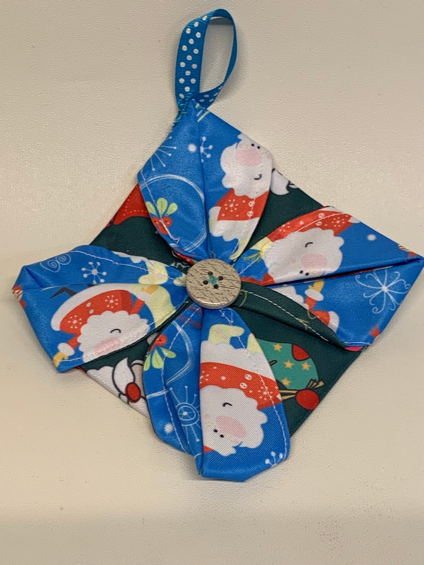 Christmas Ornament - Green and blue - approx. 4.25" square