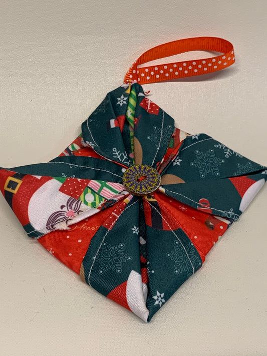 Christmas Ornament - Green and red - approx. 4.25" square