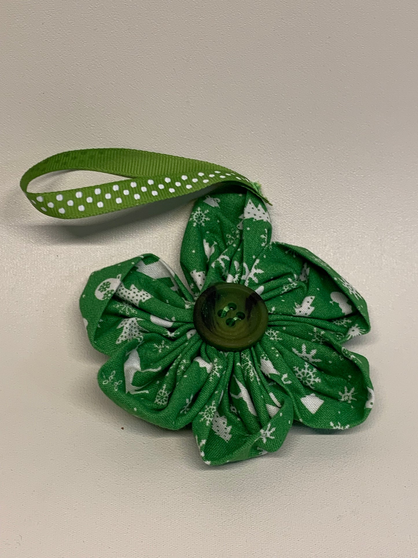 Christmas  Ornament -  Green with Snow Flake- approx. 4.5" Tall