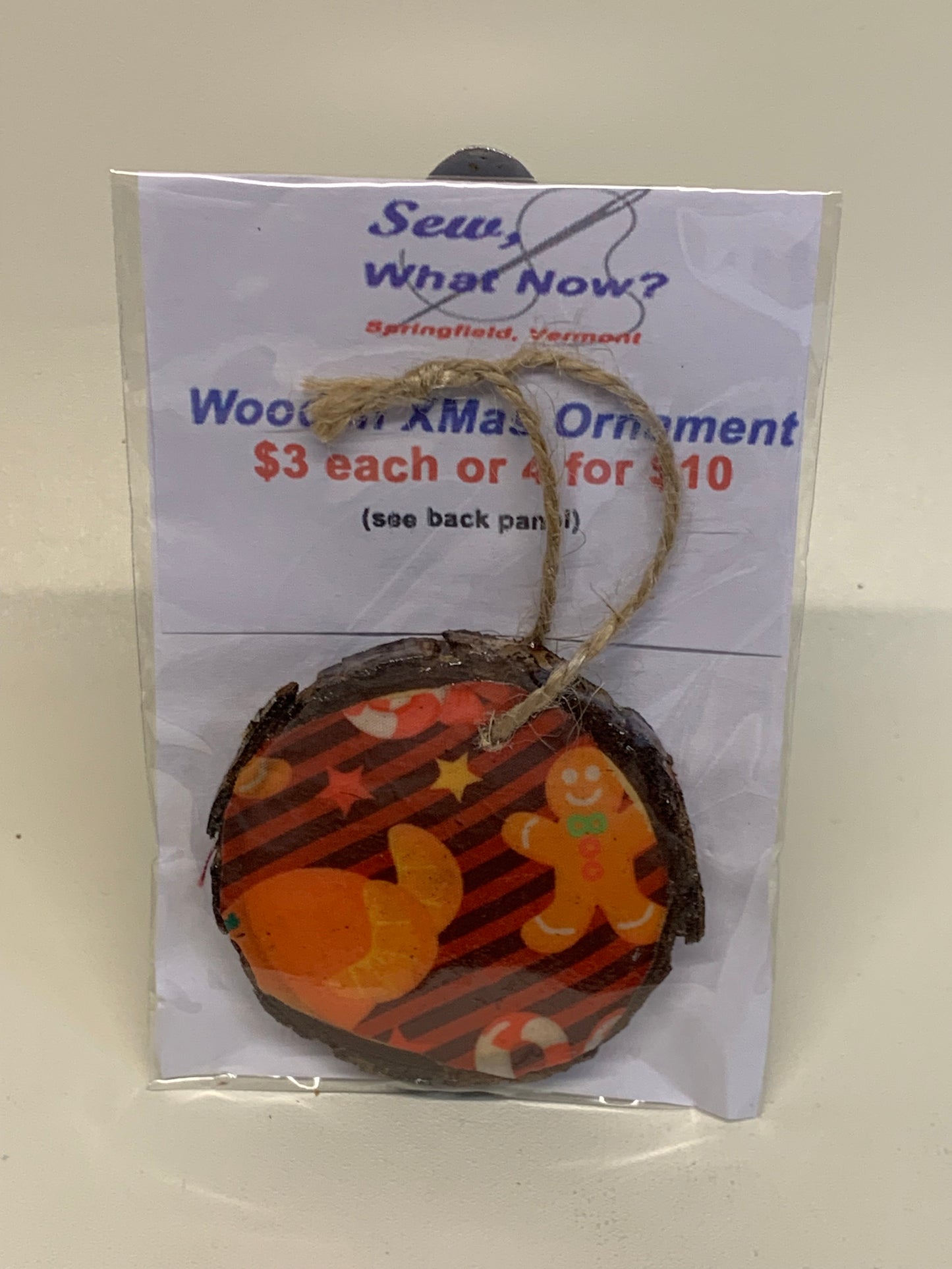 Wooden Christmas Ornament - Gingerbread Man - approx. 2.5" round