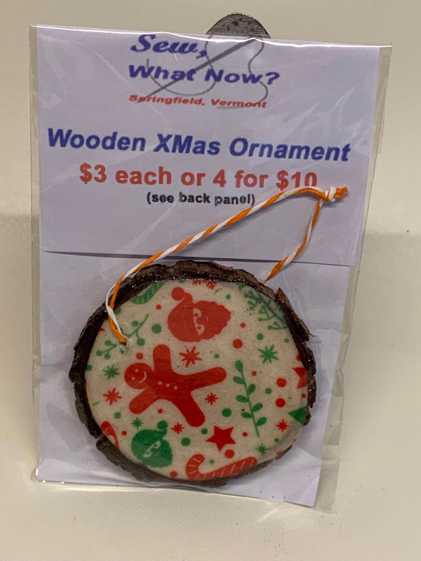 Wooden Christmas Ornament - Gingerbread Man- approx. 2.5" round