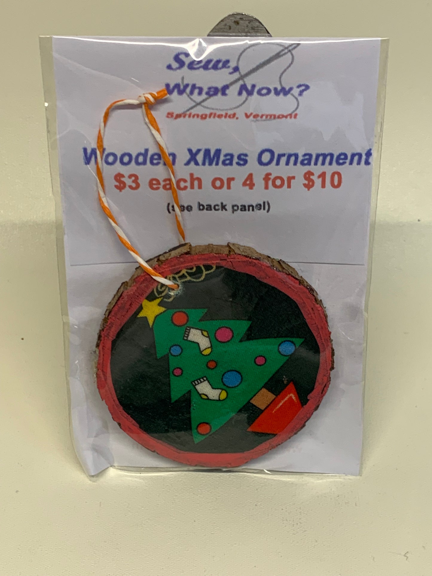 Wooden Christmas Ornament - Xmas Tree- approx. 2.75" round