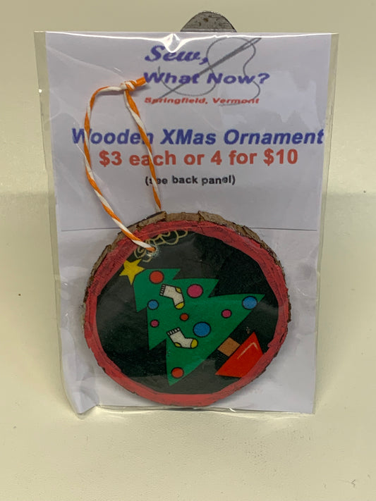 Wooden Christmas Ornament - Xmas Tree- approx. 2.75" round