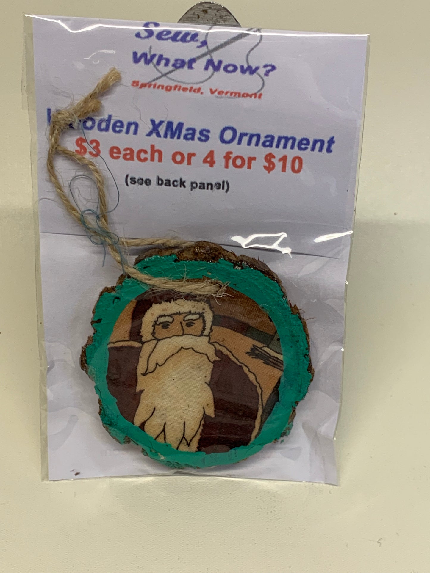Wooden Christmas Ornament - Father Christmas- approx. 2.5" round