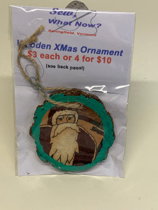 Wooden Christmas Ornament - Father Christmas- approx. 2.5" round
