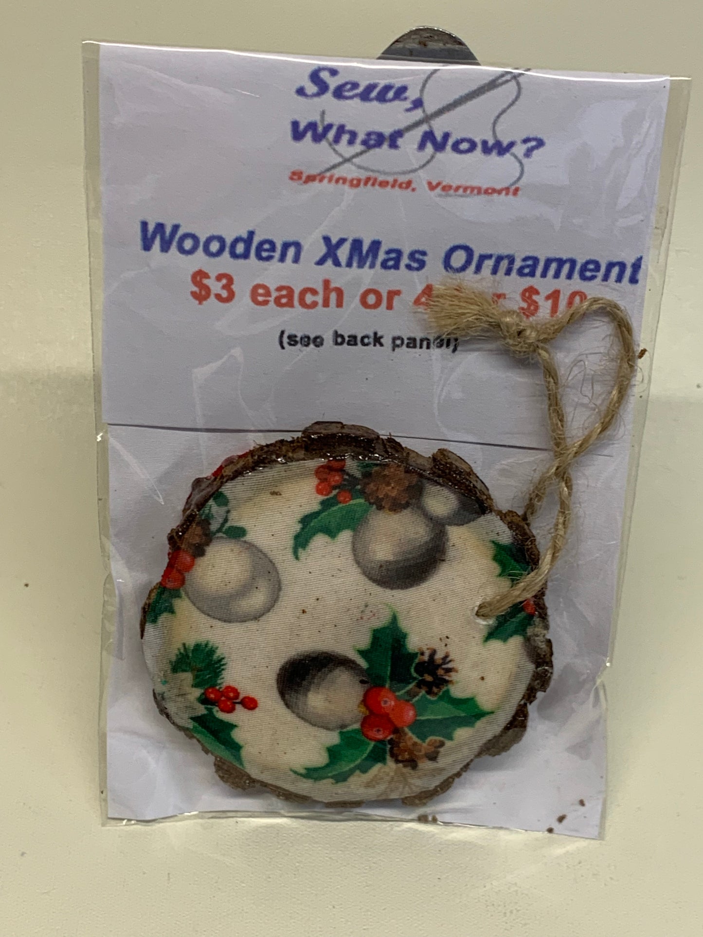 Wooden Christmas Ornament - Christmas Balls- approx. 2.5" round