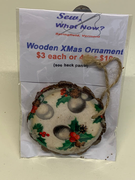 Wooden Christmas Ornament - Christmas Balls- approx. 2.5" round
