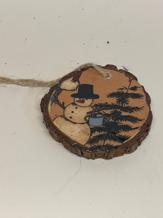 Wooden Christmas Ornament - Snowman - approx. 2.5" round