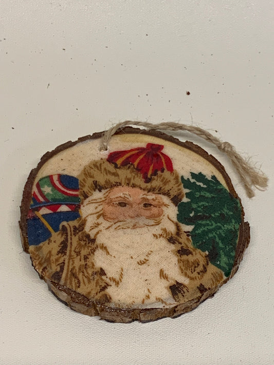 Wooden Christmas Ornament - Santa - approx. 3" round