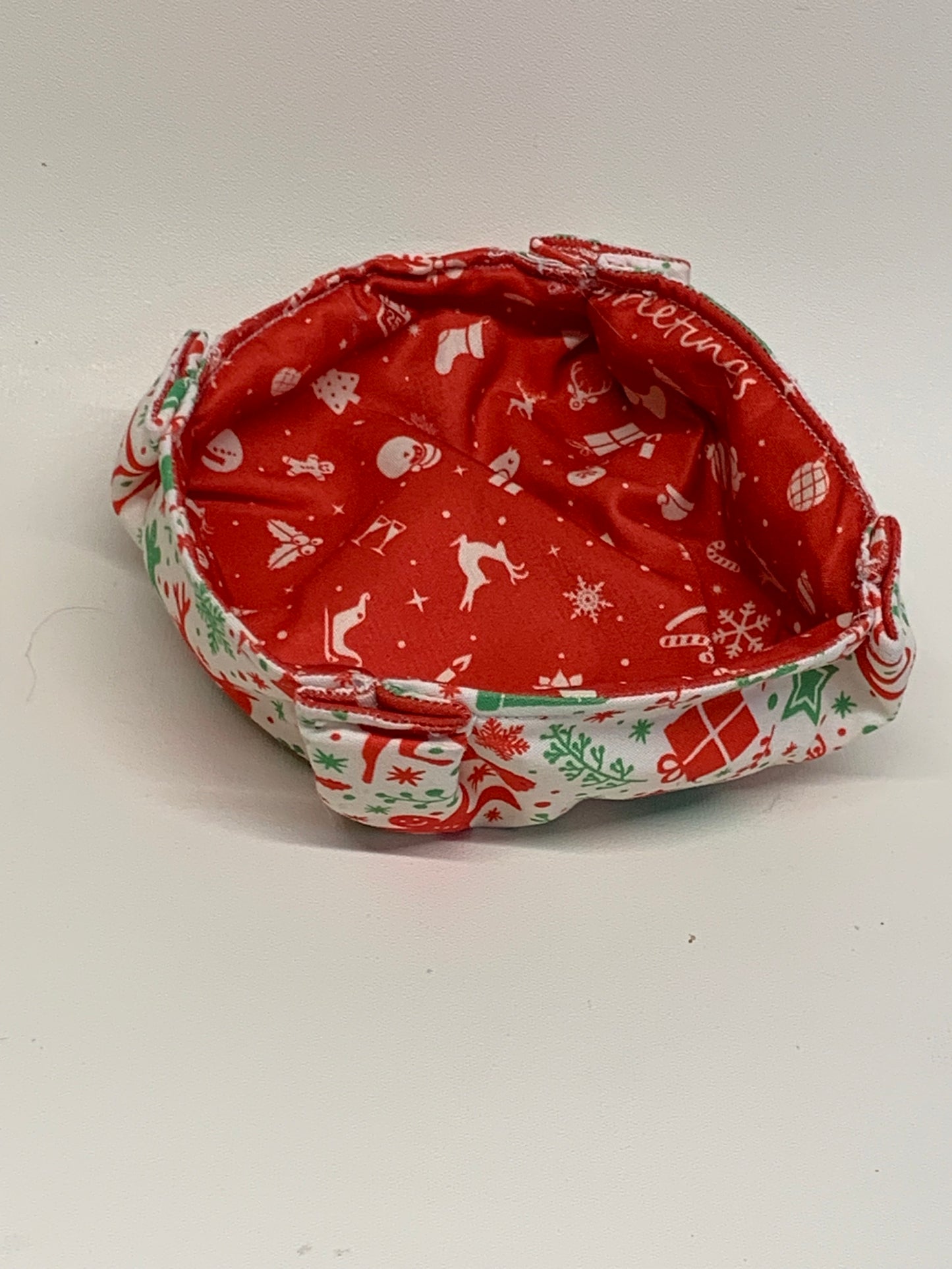 Christmas Bowl - Reversable - One side red and white/red/green on other side. Approx. 4.5" wide