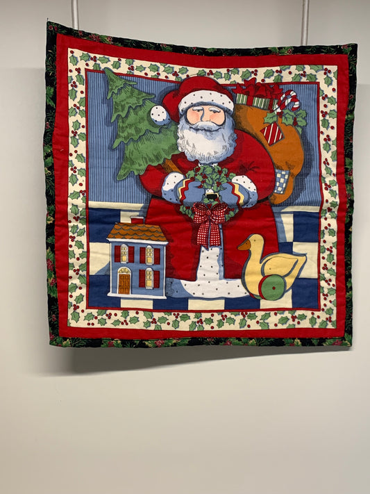 Wall Hanging - Santa with wreath   17.5" x 17.5"