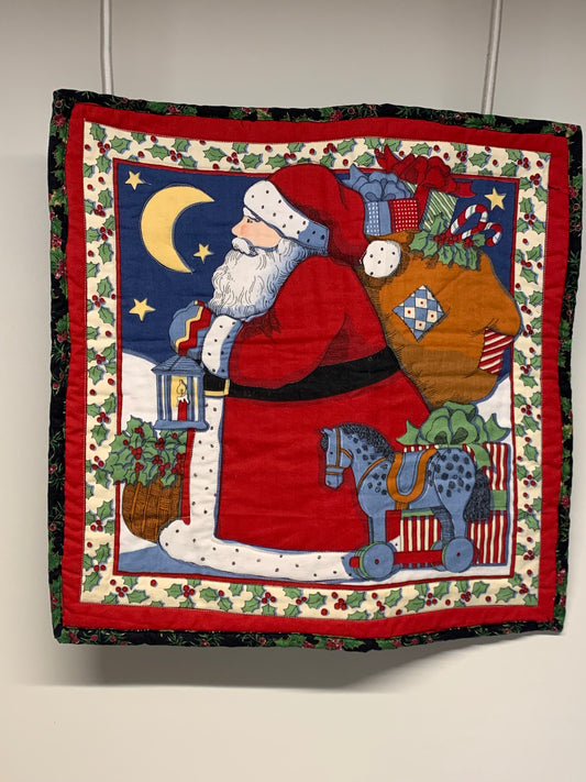 Wall Hanging - Santa with sack of toys   17.5" x 17.5"