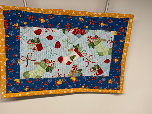 Placemat  - Xmas stockings -   11 1/2" x 17"
