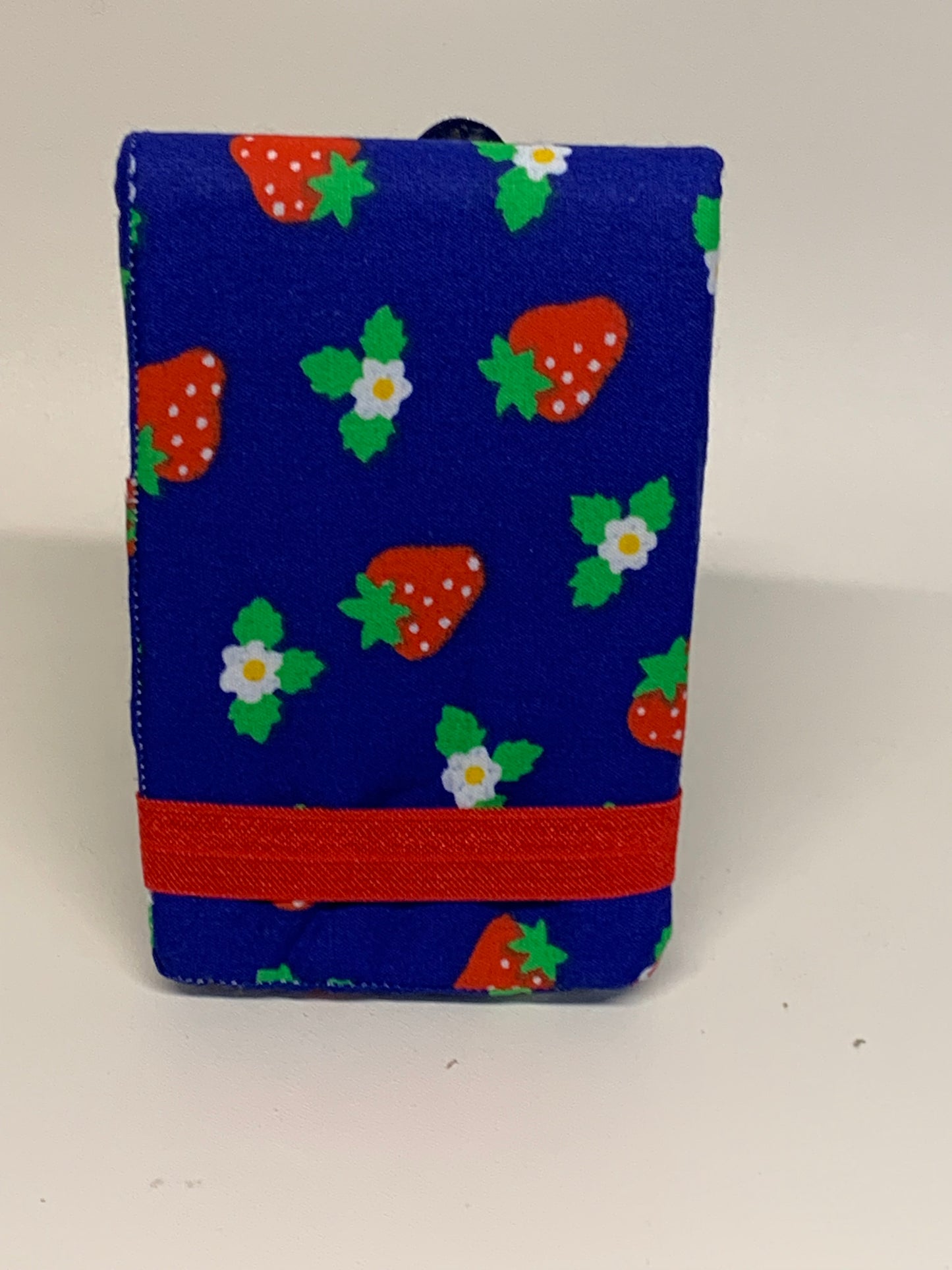 Notebook Cover - 4" X 6" (flips over top) -  Blue with strawberries