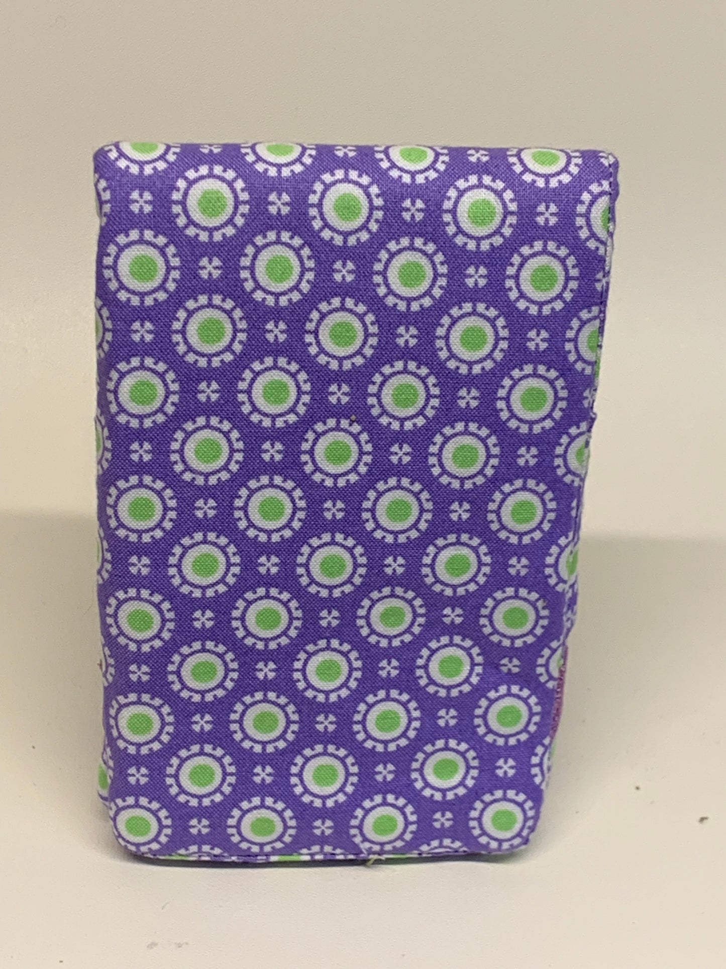 Notebook Cover - 4" X 6" (flips over top) -  Purple with white and green geometric