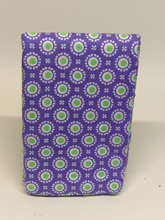 Notebook Cover - 4" X 6" (flips over top) -  Purple with white and green geometric