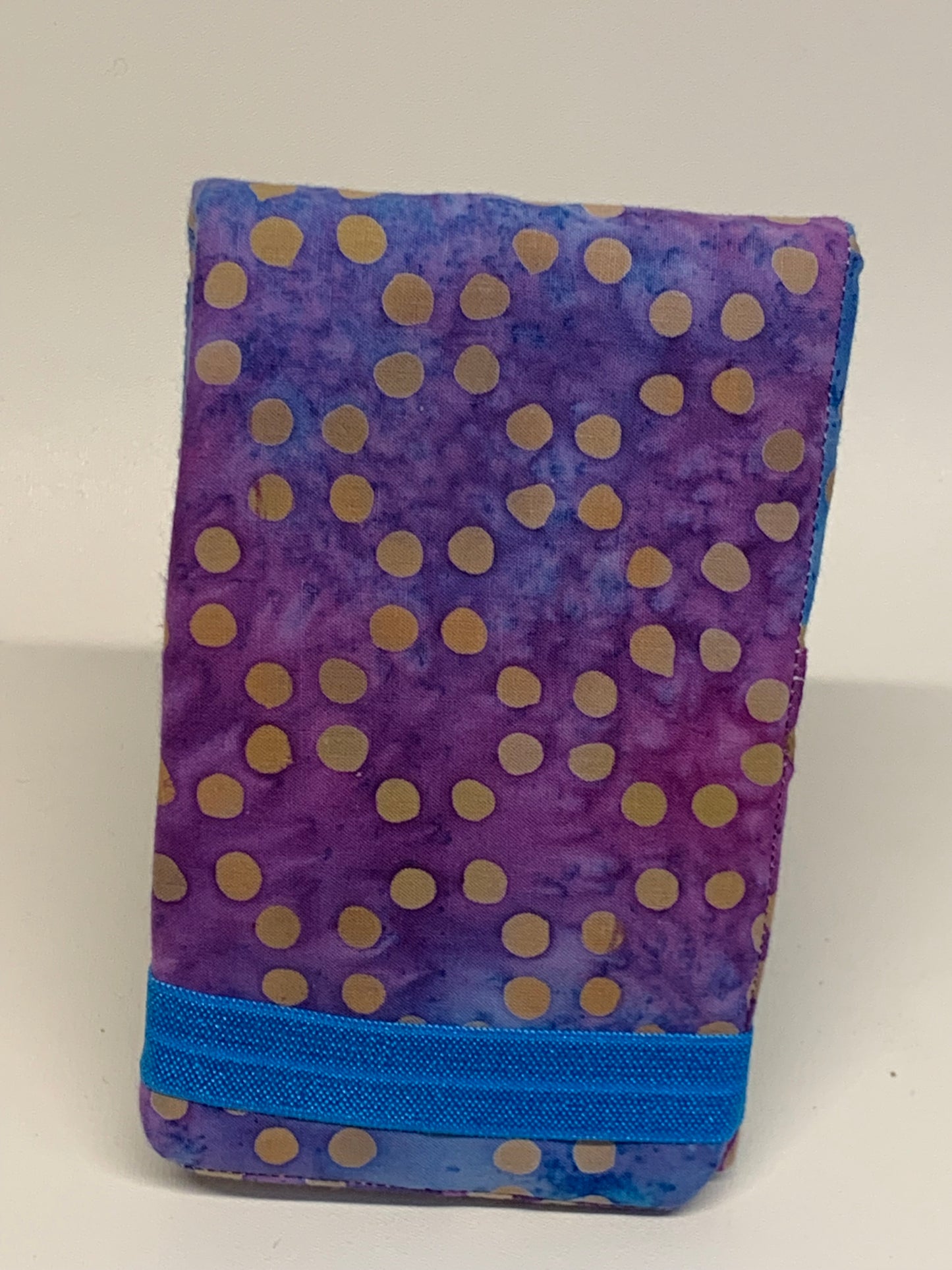 Notebook Cover - 4" X 6" (flips over top) - Purple and gold batik