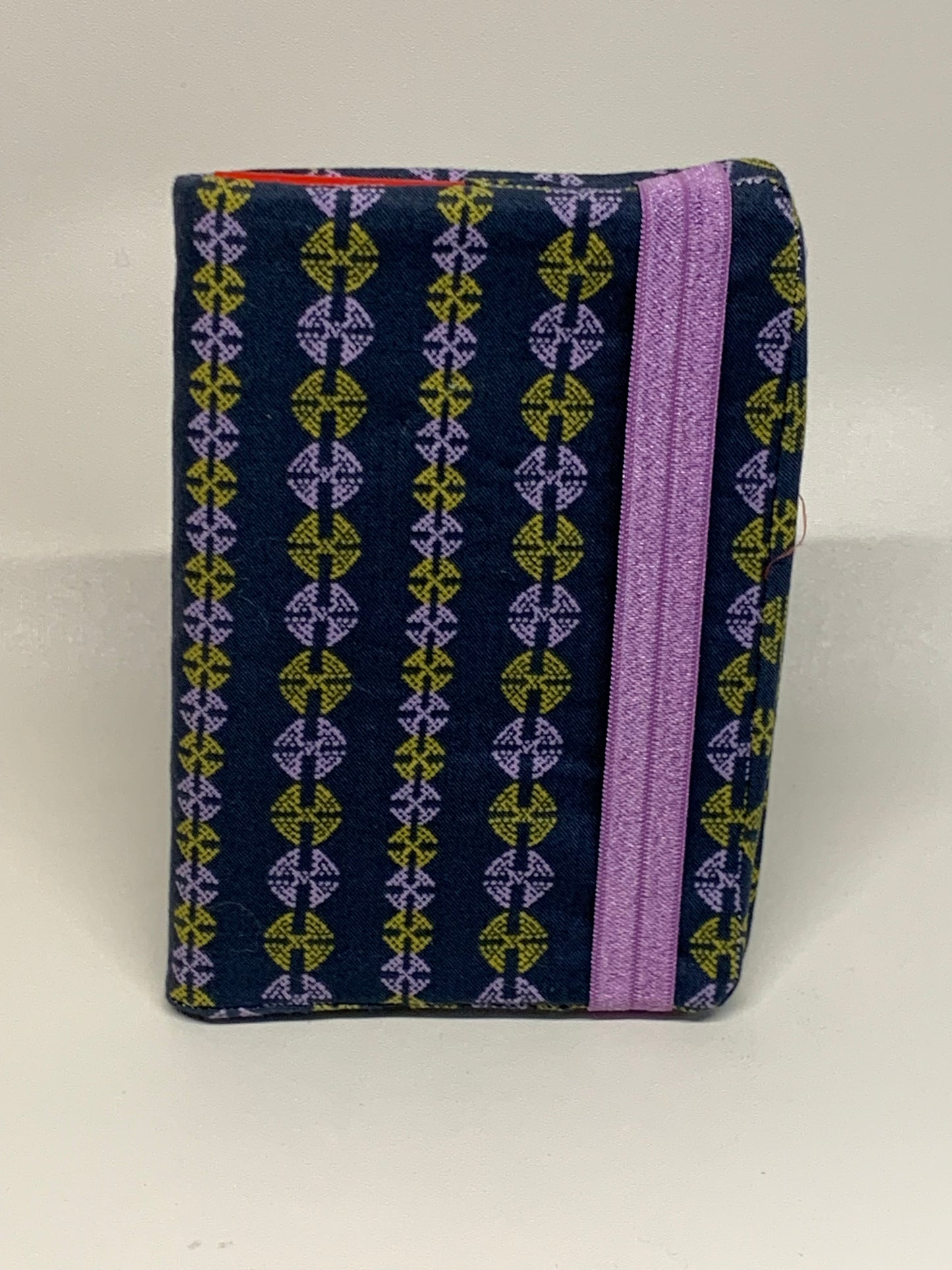 Notebook Cover - 4" X 6" - Navy with yellow and lavender geometrics