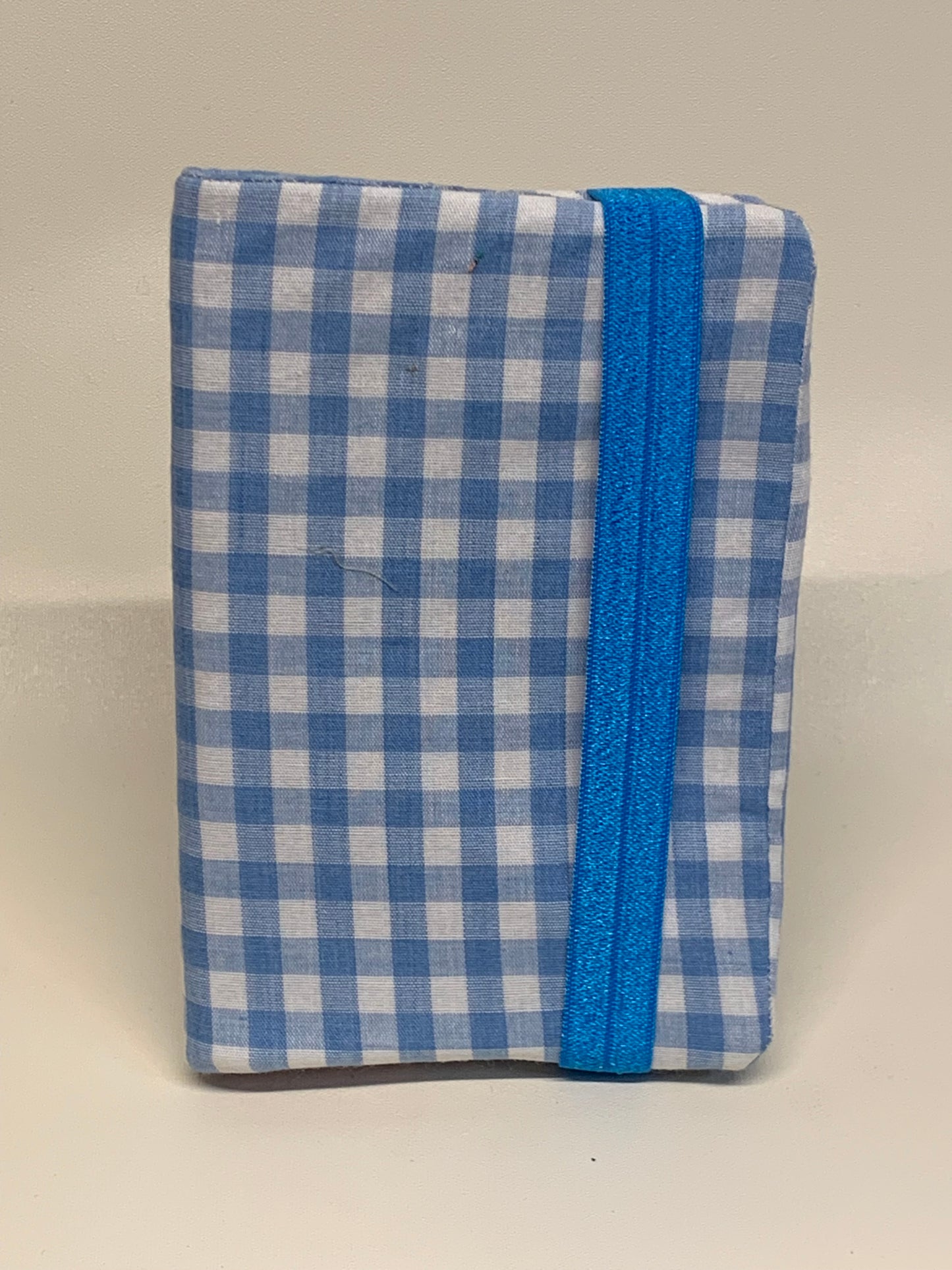 Notebook Cover - 4" X 6" - White and blue plaid