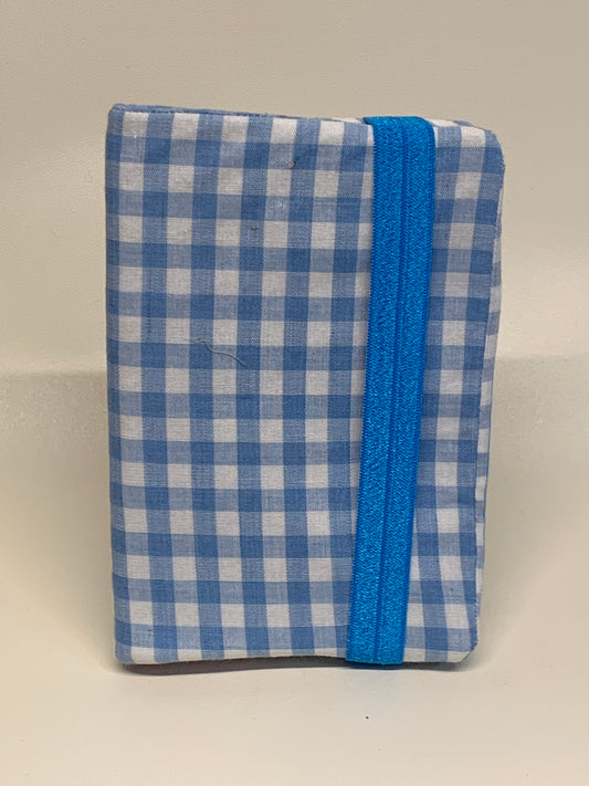 Notebook Cover - 4" X 6" - White and blue plaid