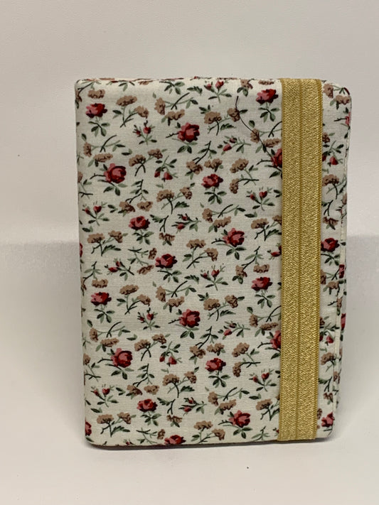 Notebook Cover - 4" X 6" - White with flowers