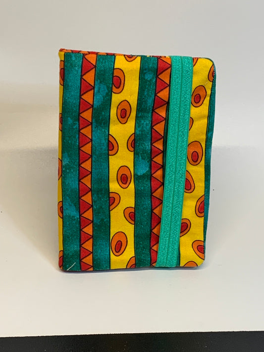 Notebook Cover - 4" X 6" - Green/Yellow/Red/Orange Geometric