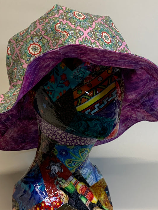 Bucket Hat  - Pink and green