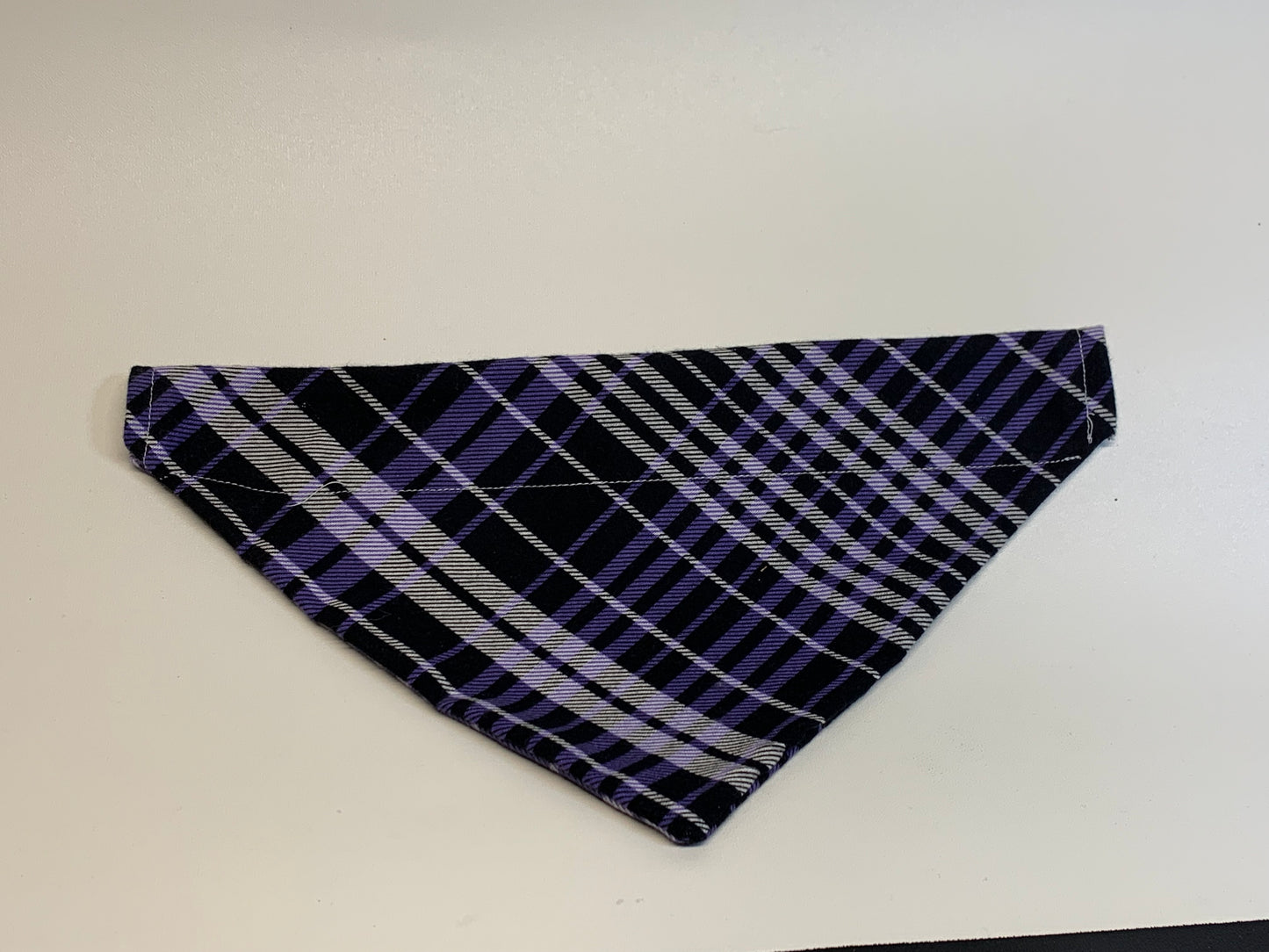 Dog Bandana -Purple plaid -  for 2 inch collar
