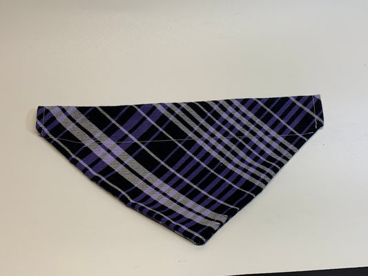 Dog Bandana -Purple plaid -  for 2 inch collar