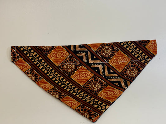 Dog Bandana -Brown tones geometrics -  for 2 inch collar