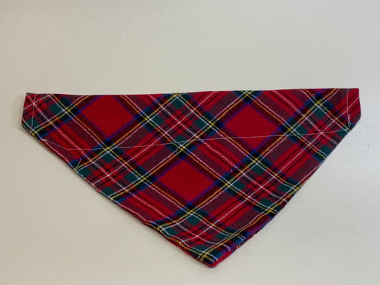 Dog Bandana -Red plaid -  for 2 inch collar