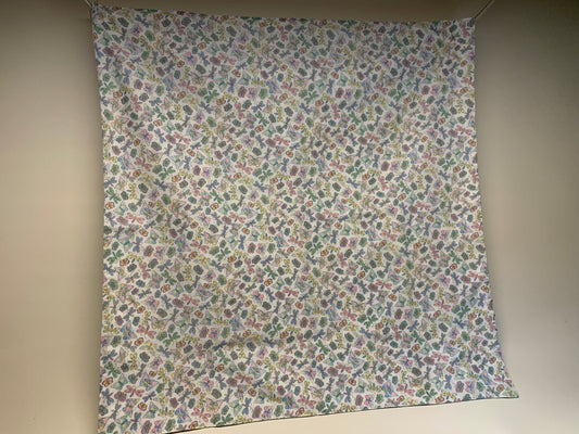 Baby Blanket - Side 1: Butterflies - Side 2: light blue geometrics