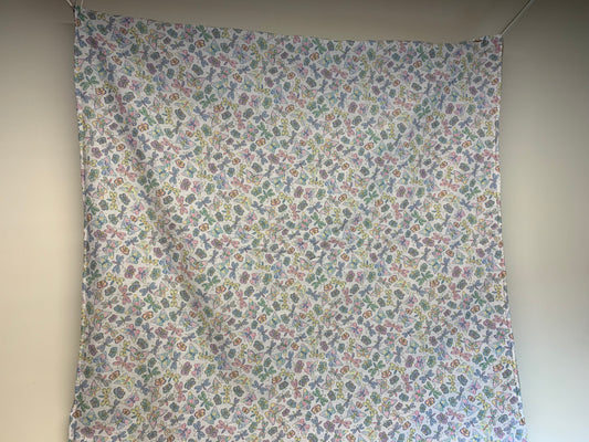 Baby Blanket - Side 1: Butterflies - Side 2: light brown faux fur