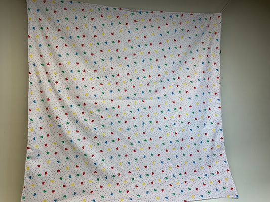 Baby Blanket - Side 1: hearts - Side 2: light grey corduroy