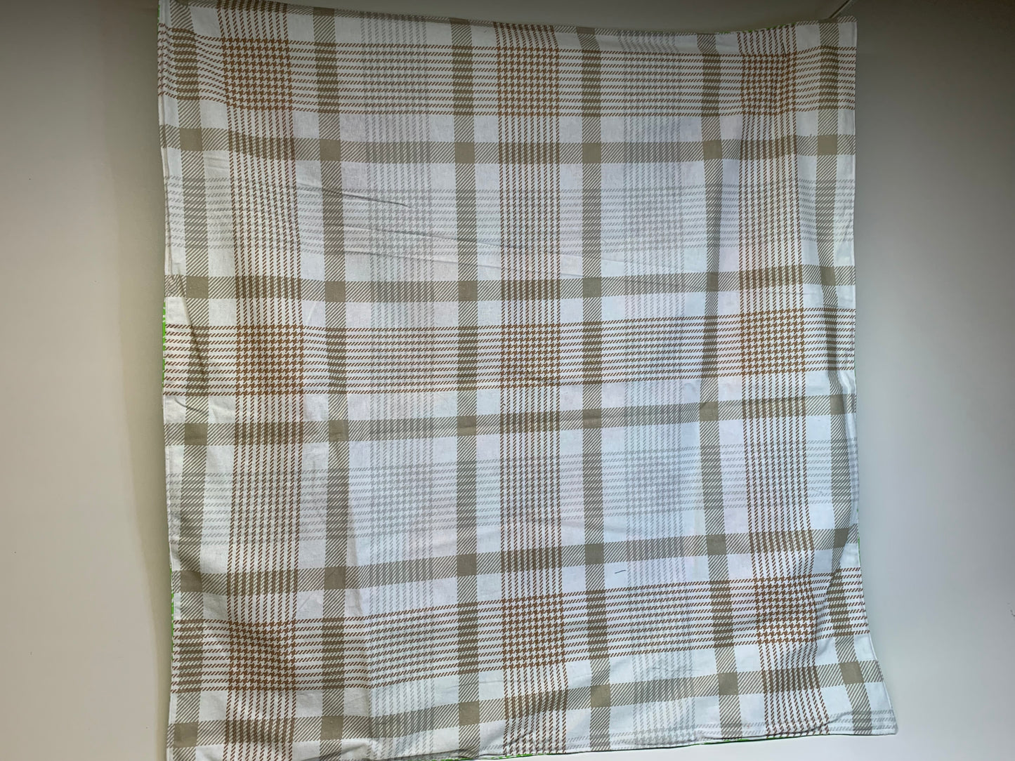 Baby Blanket - Side 1: Animals  - Side 2: white/tan flannel plaid