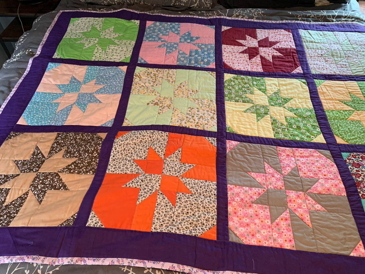 Quilt - 52" x 70" -Star block pattern