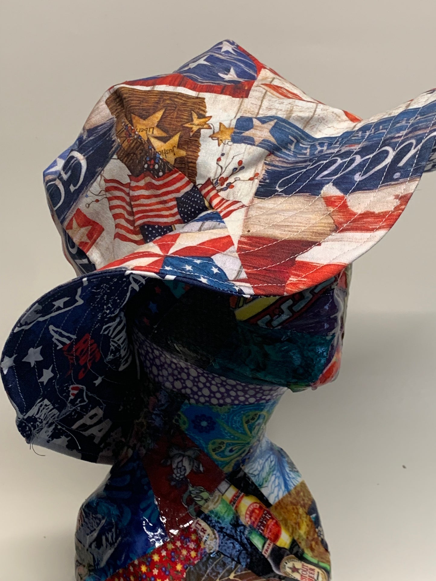 Bucket Hat  - Reversable Designs - Patriots on side one - American theme on the reverse