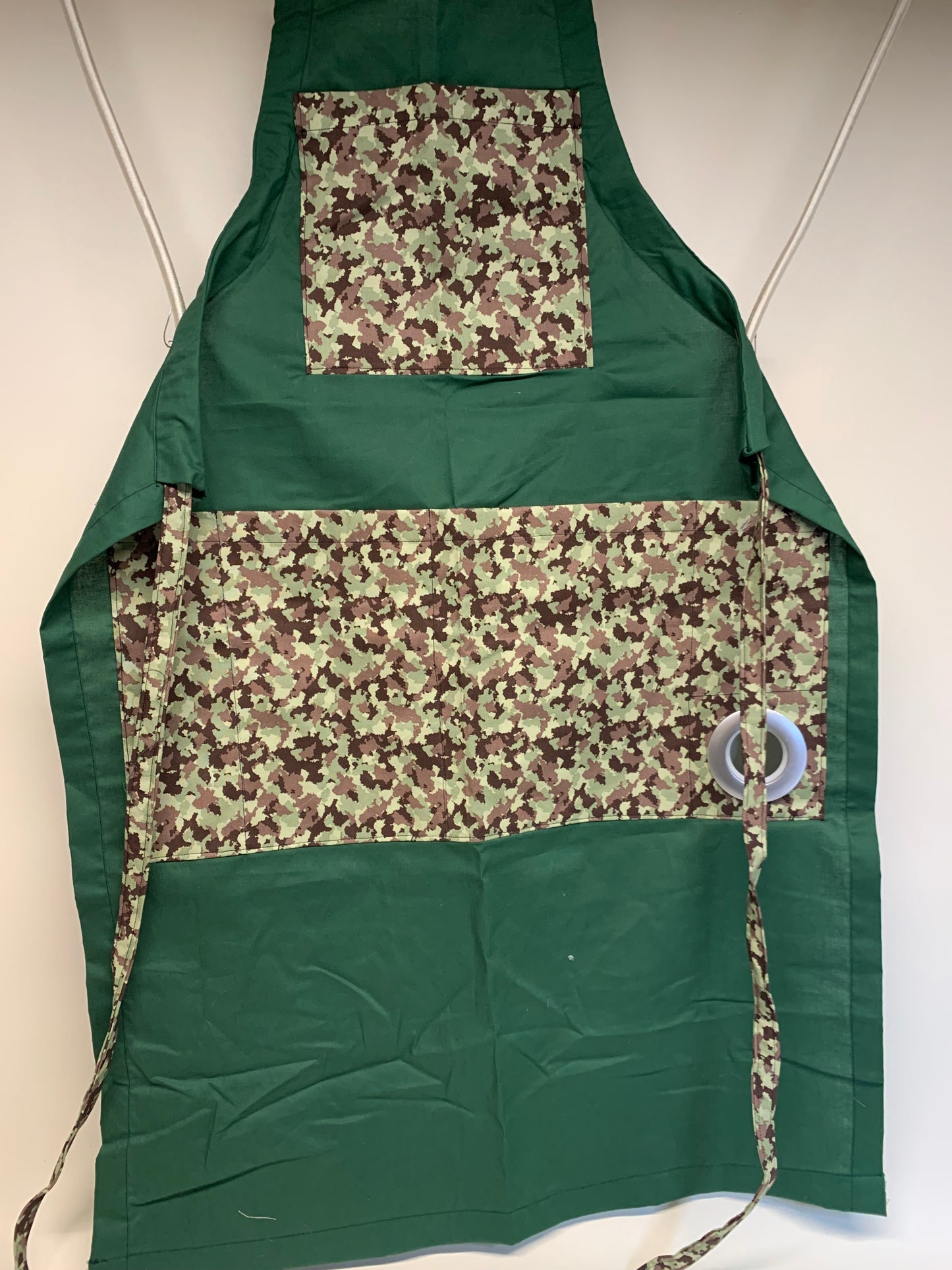 BBQ Apron - Green fabric with camouflage accents