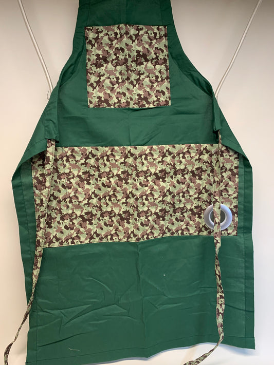 BBQ Apron - Green fabric with camouflage accents