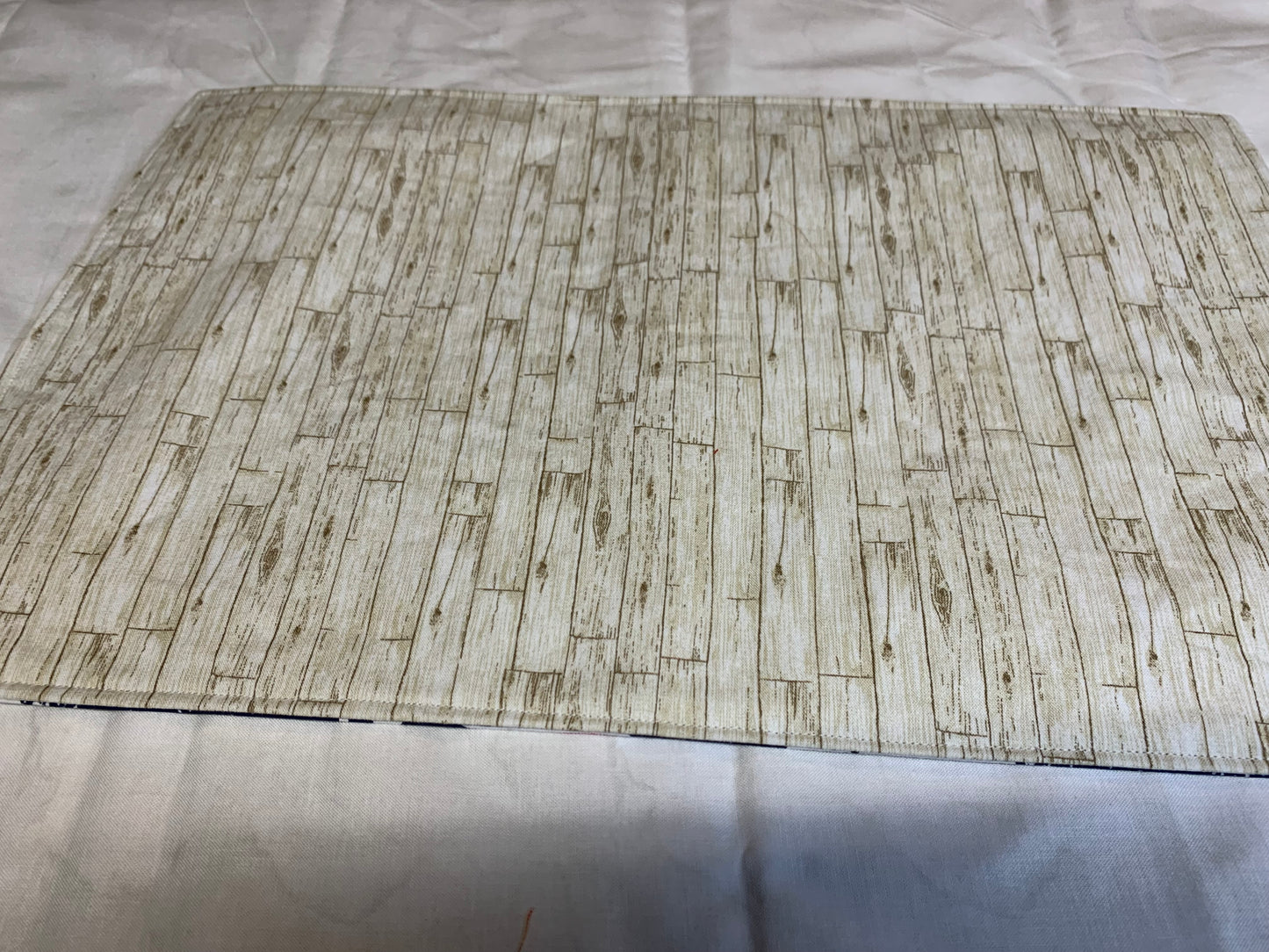 Placemat  - Patriots on one side and white wood grain on other - 11 1/2" x 17"