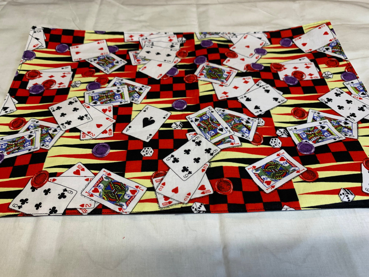 Placemat  - Poker on one side and solid grey on other - 11 1/2" x 17"