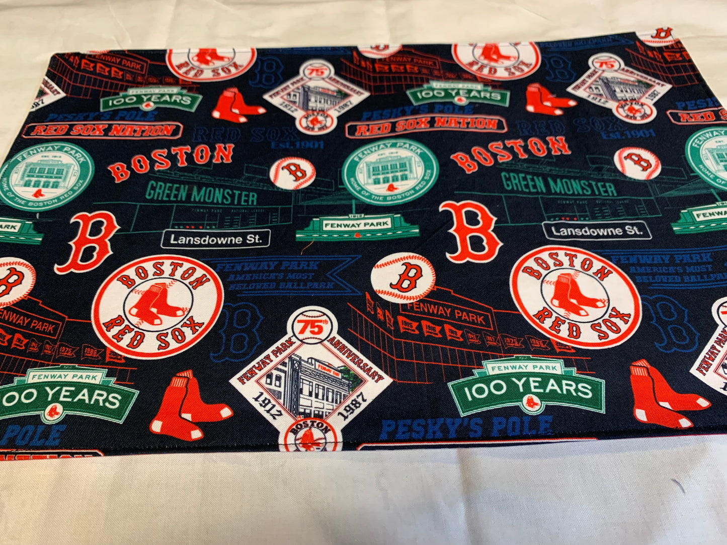 Placemat  - Red Sox on one side and solid red on the other side - 11 1/2" x 17"